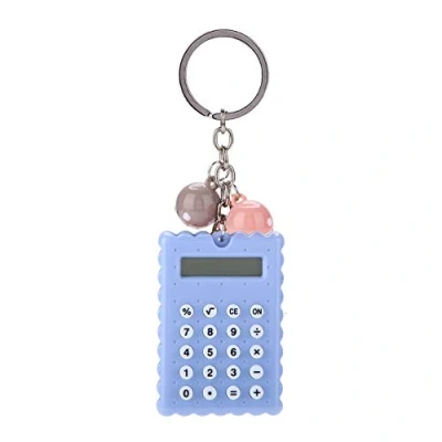 Image of Socobeta Mini Calculator with Key Buckle Portable Cute Cookies Style Chain Candy Color Pocket Calculator(Purple)
