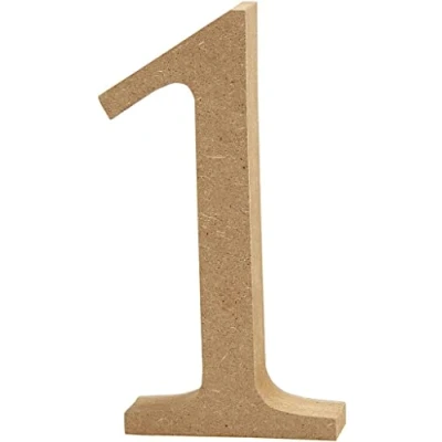 Image of Wooden MDF Number 1 Size 8cm Tall Free Standing For Arts &amp; Crafts Personalized Name Decor