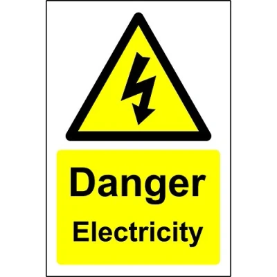 Image of Warning signs Danger electricity Safety sign Self adhesive sticker 300mm x 200mm