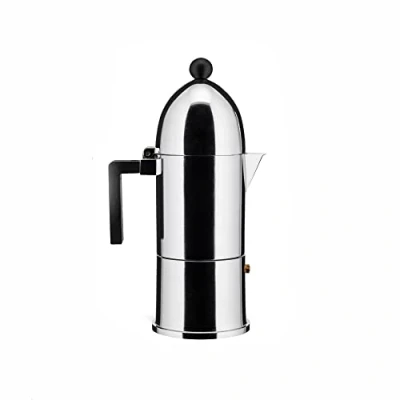 Image of Alessi La Cupola Espresso Coffee Maker, 6 Cups, Black Trim, (A9095/6 B)