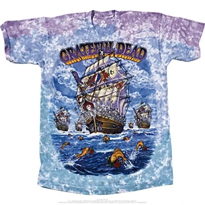 Image of Liquid Blue Men&#039;s Grateful Dead Ship of Fools Short Sleeve T Shirt, Tie Dye/Multi, S