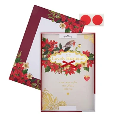 Image of Hallmark Boxed Christmas Card for Husband Traditional Robin and Foliage Design, 25575219, Multicoloured