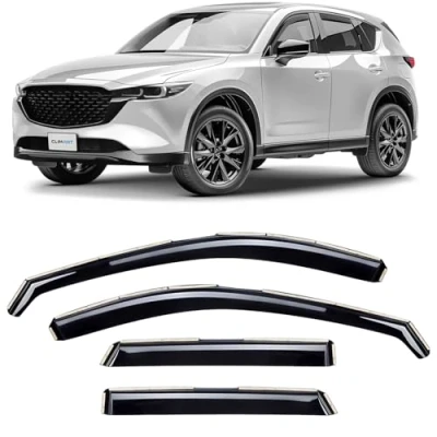 Image of CLIM ART wind deflector for/compatible with Mazda CX 5 2017 2024 door rain deflectors,car accessories, car deflectors, in channel 4 pieces,Dark