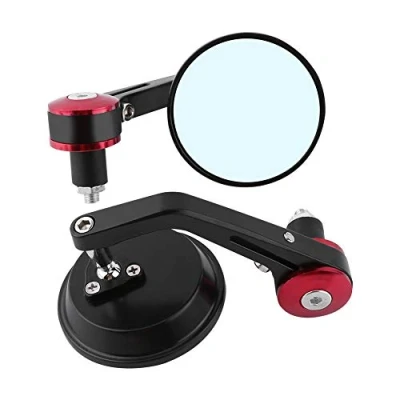 Image of Motorcycle Rear View Mirrors,1 Pair Universal 7/8&quot; Round Handlebar Bar End Mirrors Scooter Sidemirror Accessories(Red End)