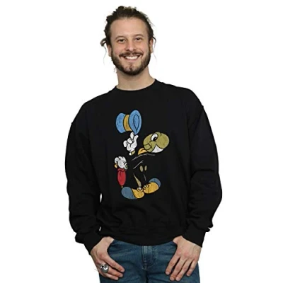 Image of Disney Men&#039;s Pinocchio Jiminy Cricket Sweatshirt Black Large