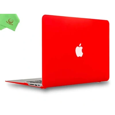Image of UESWILL Smooth Touch Matte Hard Shell Case Cover Compatible with MacBook Air 11 inch (Model: A1370 / A1465) + Microfibre Cleaning Cloth, Red