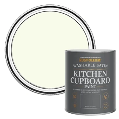 Image of Rust Oleum Light Green Scrubbable Kitchen Cupboard Paint in Satin Finish Apple Blossom 750ml