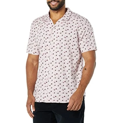 Image of Amazon Essentials Men&#039;s Slim fit Vacation Shirt, Lavender Palm Leaf Print, XS
