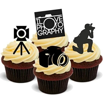 Image of Photography Photographer Hobby Male Mix Fun Novelty Birthday Premium Stand UP Edible Wafer Card Cake Toppers Decoration
