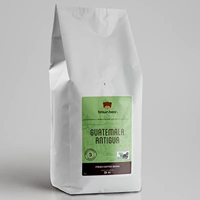Image of Guatemala Antigua Coffee Beans 1kg Medium Roast Strength 3 Brown Bear Guatemalan For All Machines Donation to Free The Bears 100% Arabica