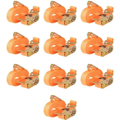Image of vidaXL Ratchet Tie Down Straps 10pcs 0.4 Tonnes 6mx25mm Orange