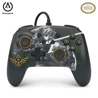 Image of PowerA Enhanced Wired Controller for Nintendo Switch and Oled Model, Advance Gaming Buttons, 3.5mm Stereo Jack Anti Friction Rings, Officially Licensed: Battle Ready Link