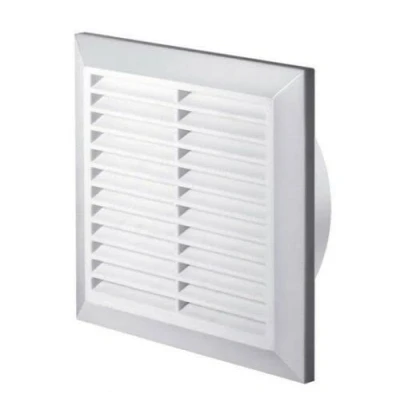 Image of White Air Vent Grille 170mm x with 125mm Flange and Fly Screen Duct Cover.