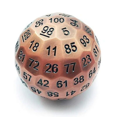 Image of Bescon Solid Metal 100 Sided Dice, Game Dice D100, Giant Polyhedral Sides 50MM in Diameter (1.97in), Ancient Copper