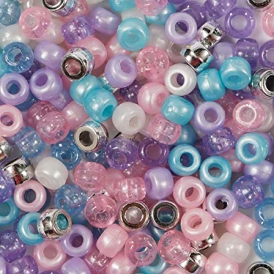Image of 200 Candyfloss Colours Pony Bead Mix Pastel Coloured Beads 9mm x 6mm