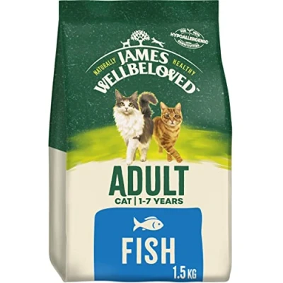 Image of James Wellbeloved Adult Fish 1.5 kg Bag, Hypoallergenic Dry Cat Food