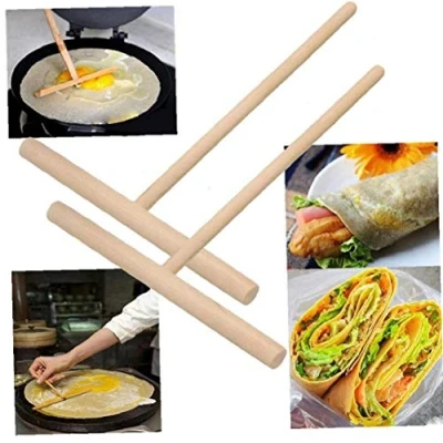Image of 2pcs Crepe Spreader, Wooden Spatula, Pan Handmade Natural for Make Breakfast Pancakes