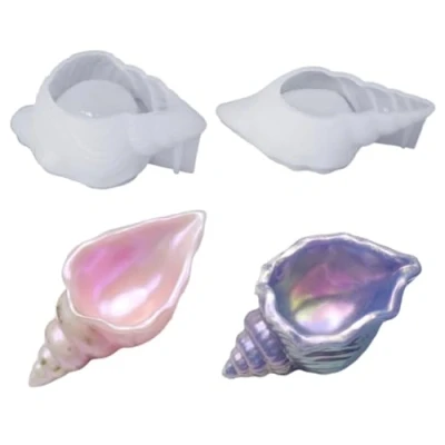 Image of iSuperb 2 PCS Conch Shell Resin Moulds Jewelry Storage Silicone Epoxy Casting for DIY Makeup Sponge Holder Crafts Decorations (Conch)