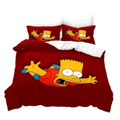 Image of HEYBIG Simpsons Children&#039;s Bed Linen with Zip Duvet Cover 135 x 200 cm and Pillowcase 80 cm, Family Set, (90 + cm)