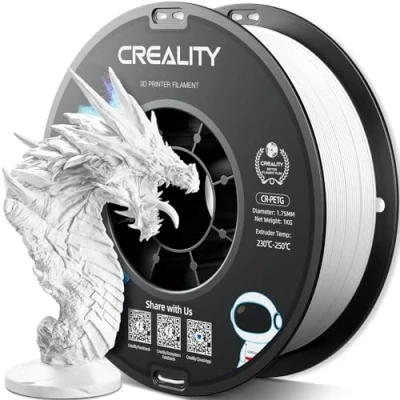 Image of Creality PETG Filament 1.75mm, 3D Printer 1KG(2.2lbs), High Precision, Strong Toughness, Odorless, Better Flow, Dimensional Accuracy +/ 0.02 mm, Moistureproof Printing Filament, White
