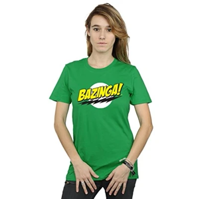 Image of The Big Bang Theory Women&#039;s Sheldon Bazinga Boyfriend Fit T Shirt Irish Green Small
