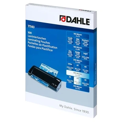 Image of Dahle Premium Quality A4 Laminating Pouches, 2 x 125 Microns for Durable Protection and Clarity by LaminatePro
