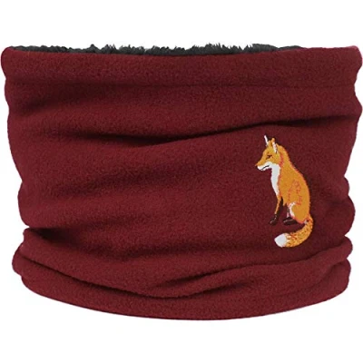 Image of TeddyTs Women&#039;s Embroidered Fox Fleece Snood Scarf (Red)