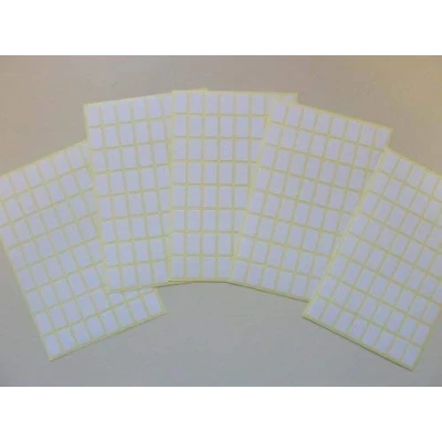 Image of White Paper Stickers, 13x8mm Rectangle, 320 Labels, Self Adhesive Sticky Economy Pack