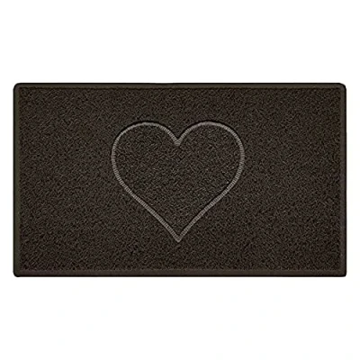 Image of Nicoman Heart Embossed Shape Entrance Door Mat Dirt Trapper Jet Washable Doormat Drainage Outdoor Use Only (Medium, Brown, 75 x 44cm)