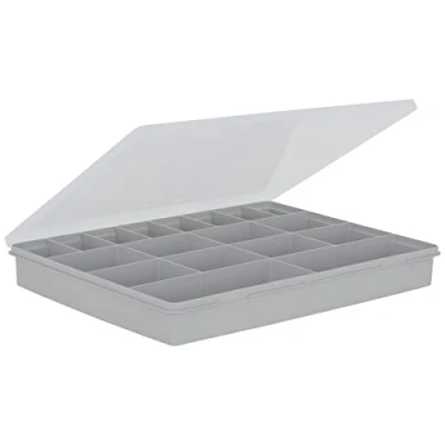 Image of Wham Organiser Box 5.02 38cm with 18 Divisions Soft Grey/Clear