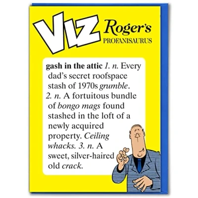 Image of Brainbox Candy Official Viz Roger&#039;s Profanisaurus Birthday Card Hilariously Funny &#039;Gash In The Attic&#039; Cheeky Alternative Humour For Him Her Men Women Friend Mates Sold