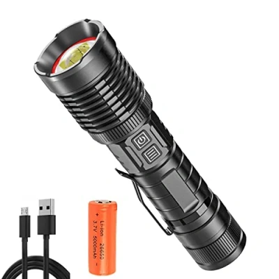 Image of KUPRO LED Torch Rechargeable, 300000 Lumens Super Bright Torches, Powerful Tactical Flashlight, USB Hand Battery Powered, 5 Modes, Zoomable IP65 Waterproof Handheld Flash Light for Camping