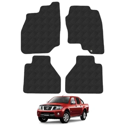 Image of Rubber Floor Mats for the Nissan Navara (2005 2010) [Only suitable Double Cab models] Custom Van Accessory Tailored fit Heavy Duty, Waterproof &amp; Anti Slip Work with Clips