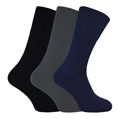 Image of THMO 3 Pairs Bamboo Thermal Socks for Winter Mens &amp; Ladies Sizes Warm Thick (12 14, Black Navy Grey)