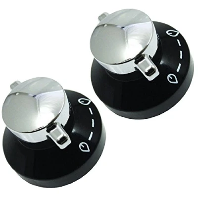 Image of Stoves Gas Hob Oven Cooker Knobs Flame Control Switch (Pack of 2, Black/Silver)