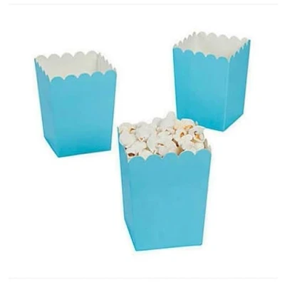 Image of Pack of 12 Light Blue Popcorn Boxes Party Box Favours