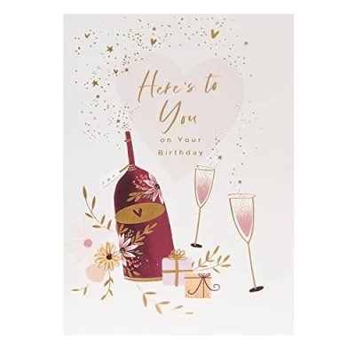 Image of UK Greetings Birthday Card For Her/Female/Friend With Envelope Pretty Wine Design