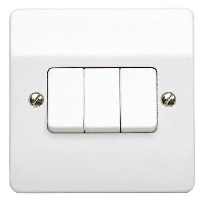 Image of MK K4873WHI 10A Triple Single Pole 2 Way Plate Switch