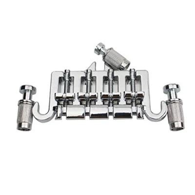 Image of Guyker 3 Point 4 String Bass Bridge Tailpiece Zinc Alloy Bridges with Saddle Replacement Parts for Gibson EPI Style (BG004)