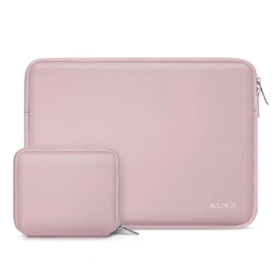 Image of MOSISO Laptop Sleeve Compatible with MacBook Air/Pro, 13 13.3 inch Notebook, Pro 14 M3 M2 M1 Chip Max 2024 2021, Neoprene Bag Cover Small Case, Baby Pink