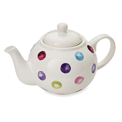 Image of Cooksmart British Designed Ceramic Tea Pot Large Teapot for Serving Hot Drinks Pots All Family Sizes Spotty Dotty