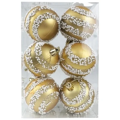 Image of 6 Pieces 6CM Christmas Baubles Tree Decorations Balls Xmas Hanging Ornaments Shatterproof Baubles, Gold