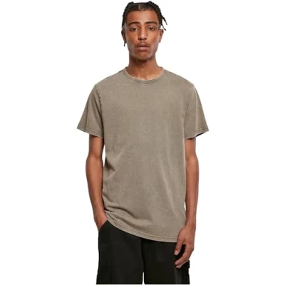 Image of Build Your Brand Men&#039;s Acid Washed Round Neck Tee T Shirt, Darkkhaki, 3XL