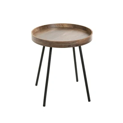 Image of HAKU Mobel End Table Oak, Black, Mdf, Metal Size: H 45 cm X Ø 40 cm, Style: Modern