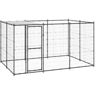 Image of vidaXL Outdoor Dog Kennel Steel with Roof 7.26 m²