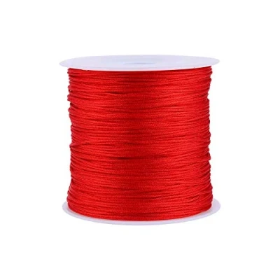 Image of Chinese Knot Cord, 100m X 0.8mm Nylon Red String for Bracelet Making, Rattail Trim Cord Jewelry Making