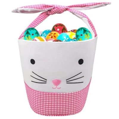Image of Leesgel Easter Baskets for Kids, Bags Empty Boxes Egg Hunt Games, Decorations Basket Bucket Crafts Party Favours Pink