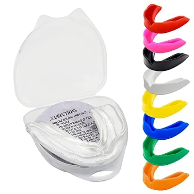 Image of Mouth Guard Gum Shield Professional for Contact Sports, Rugby, Martial Arts, Karate, MMA, Boxing, Hockey, Football Flexible Youth &amp; Adult (Transparent)
