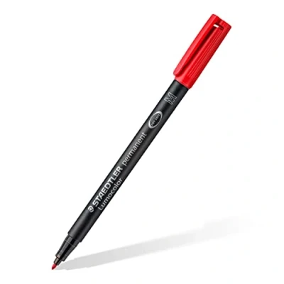 Image of Staedtler Pack Of 6 lumocolors 317 m Permanent Marker, Red, 1 mm