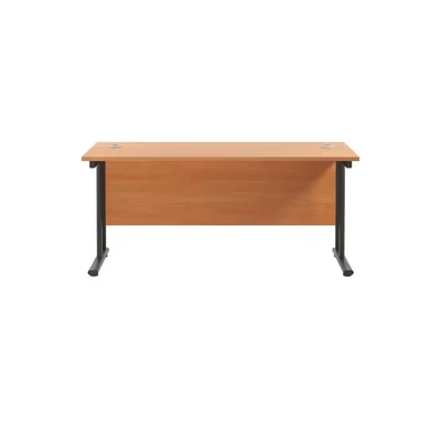 Image of Jemini Rectangular Double Upright Cantilever Desk 1800x600x730mm Beech/Black KF820192